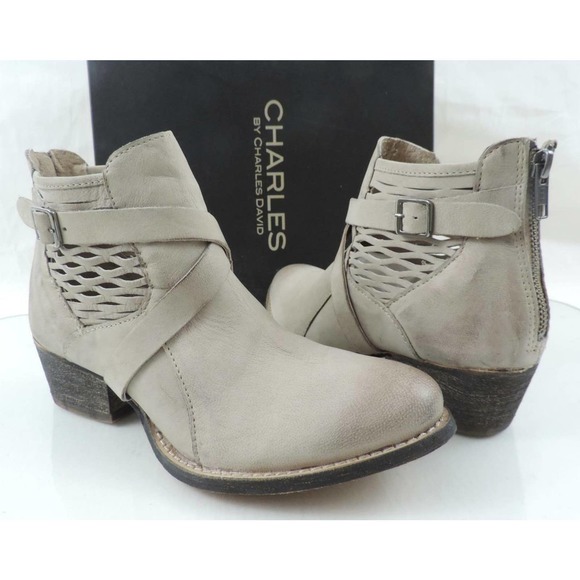 CHARLES by Charles David York Cutout Side Booties Taupe Washed Nubuck - Picture 1 of 8